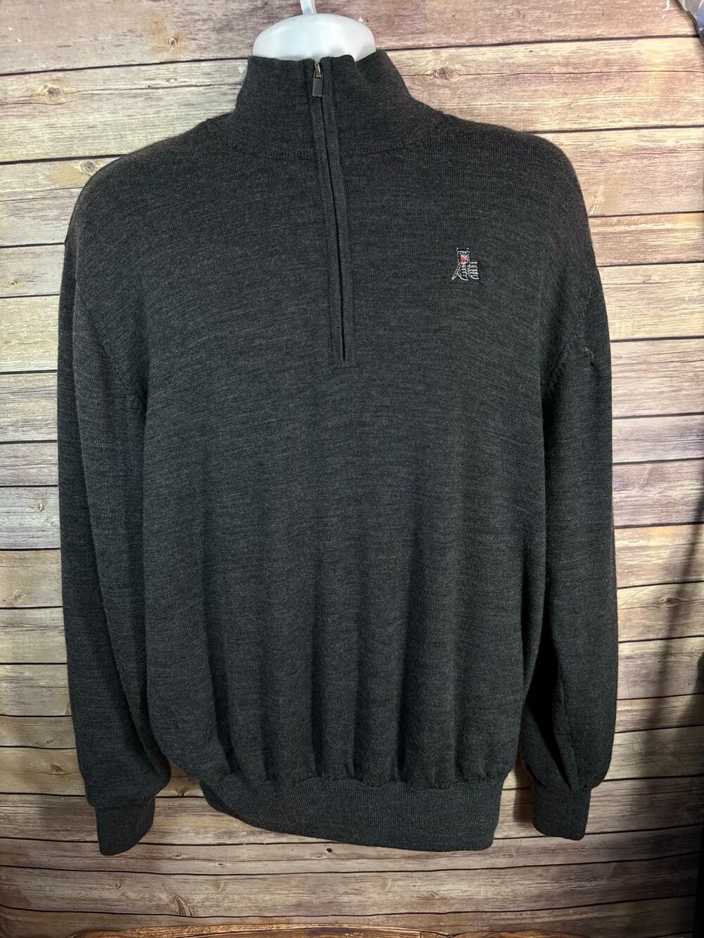 Footjoy Gray Quarter Zip Pullover Sweater Size Large Rocking Chair Logo